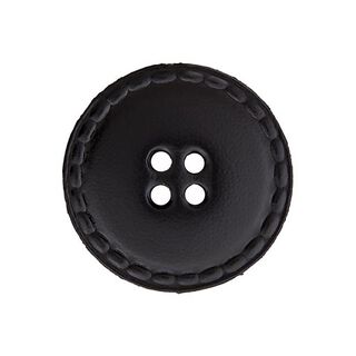 Kožený knoflík 4dírkový – černá, 