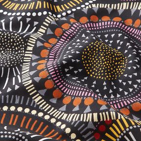 Bavlněná látka Kreton mandala – černá, 