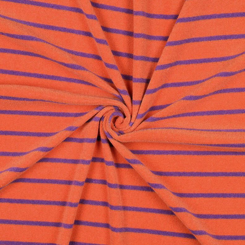 Froté žerzej Proužky | Poppy Fabrics – oranžová/červenofialková,  image number 3