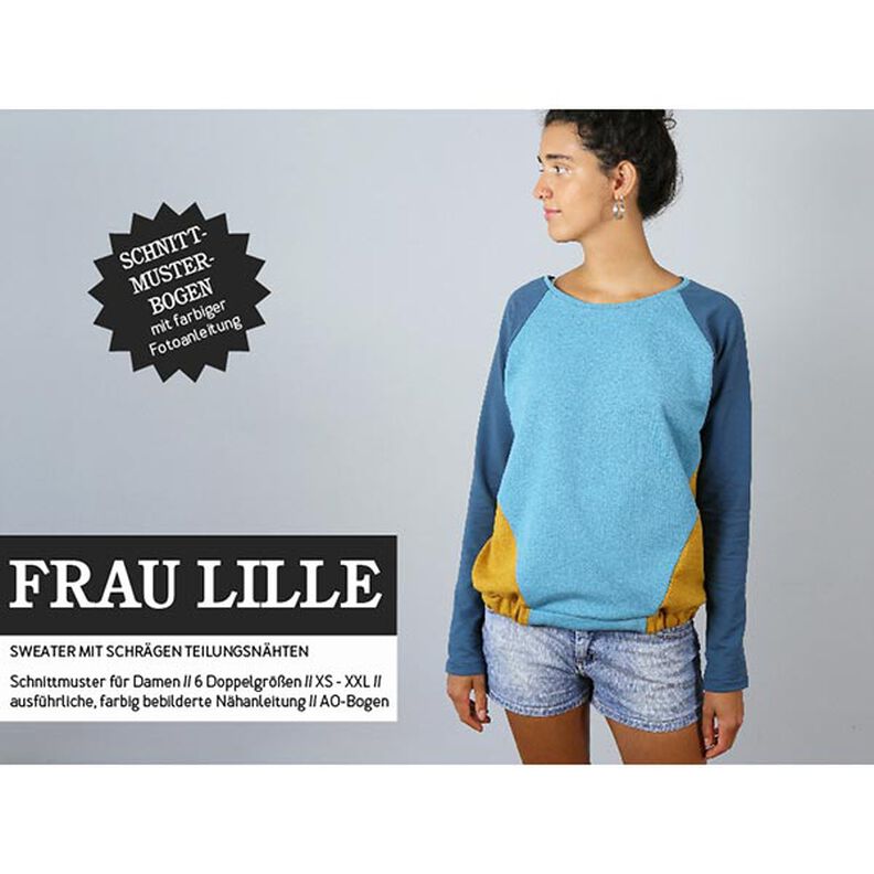 FRAU LILLE – raglánová mikina s šikmými dělicími švy, Studio Schnittreif  | XS -  XXL,  image number 1