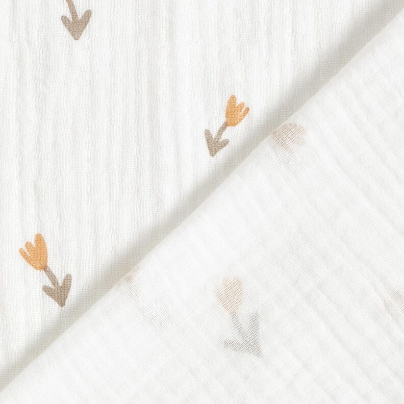 Mušelín / dvojitá mačkaná tkanina Kytičky – slonová kost,  image number 4