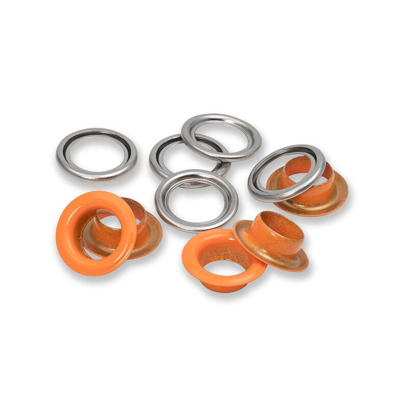 Očka s podložkami [20 kusů | Ø 11 mm] | Prym – oranžová/stříbrná metalická,  image number 2
