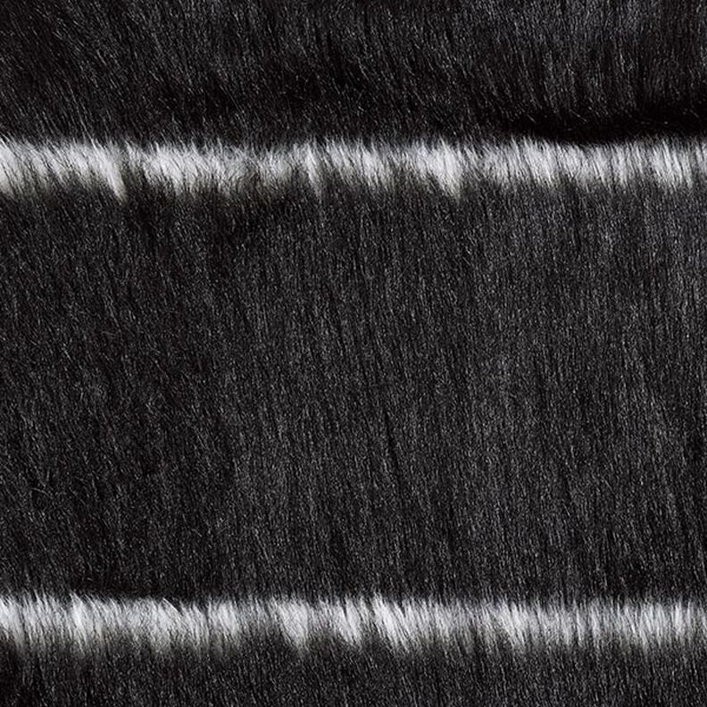 Umělá kožešina Vodorovné pruhy – černá/vlněná bílá,  image number 1
