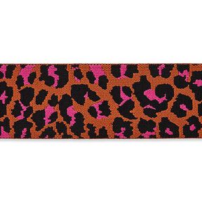 Gumová stuha Levhart – oranžová/pink, 