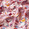 Viskózová tkanina grafické květy a listy – vlněná bílá/tmavě starorůžová,  thumbnail number 2