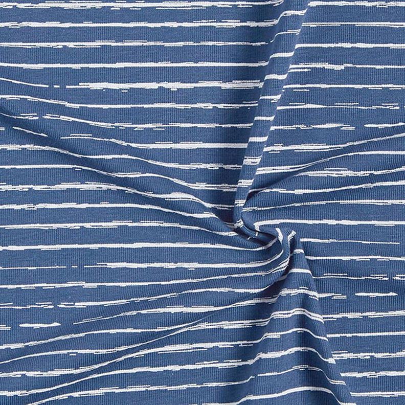 Bavlněný žerzej Klikaté proužky – džínově modrá,  image number 3