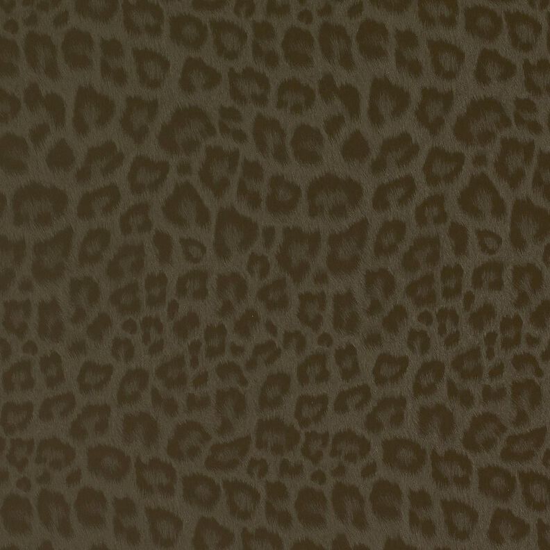 Povrchově upravená látka na kalhoty, zdrsněná, leopardí potisk – khaki, image number 1