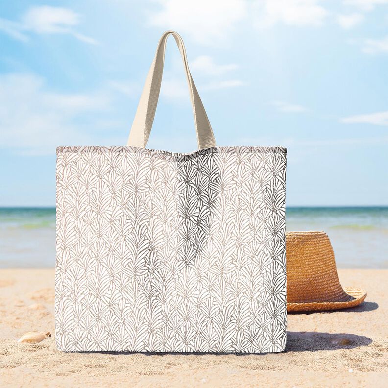 Povrstven&aacute; bavlna Abstraktn&iacute; palmov&eacute; listy &ndash; taupe (&scaron;edohněd&aacute;)/slonov&aacute; kost,  image number 5