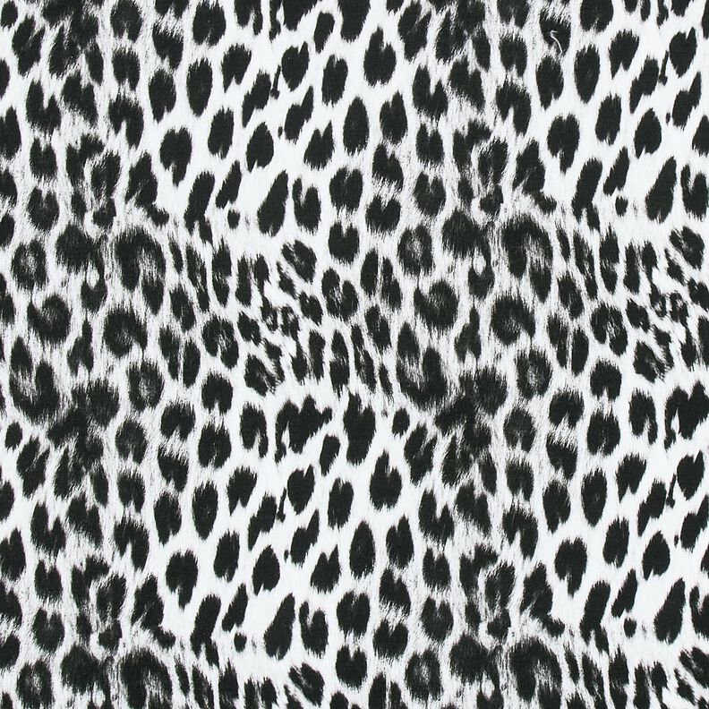 Digitální potisk sněhového leoparda s kartáčovaným vzorem z francouzského froté – černá/bílá, image number 1