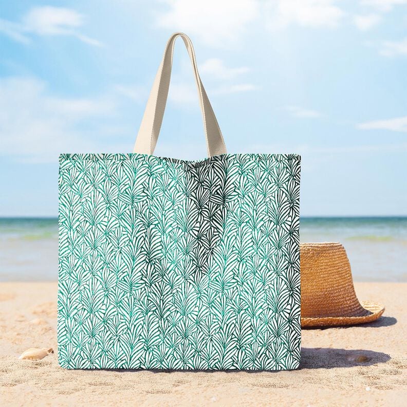 Povrstven&aacute; bavlna Abstraktn&iacute; palmov&eacute; listy &ndash; m&aacute;ta peprn&aacute;/slonov&aacute; kost,  image number 5