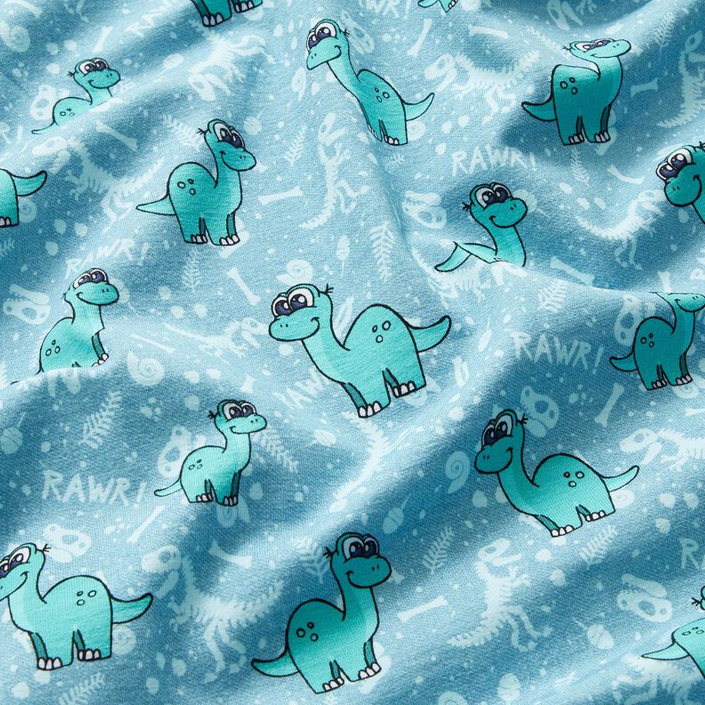 Bavlněný žerzej Dinosauři a fosilie | Glitzerpüppi – světle modra/máta peprná, image number 2