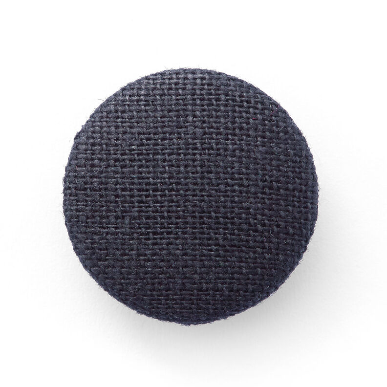 Potažený knoflík, Len Medium – noční modrá,  image number 1