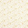 Bavlněná látka Kreton Kočičí skici – hořčicove žlutá/slonová kost,  thumbnail number 1