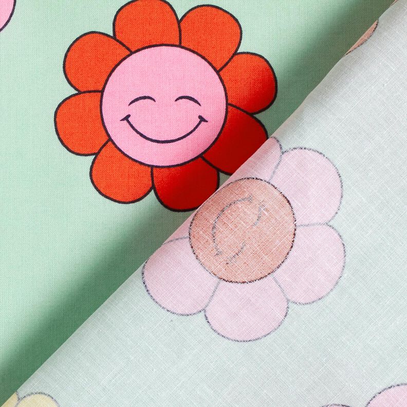Povrstvená bavlna Veselé květiny | Poppy Fabrics – mátová/citrónově žlutá,  image number 5