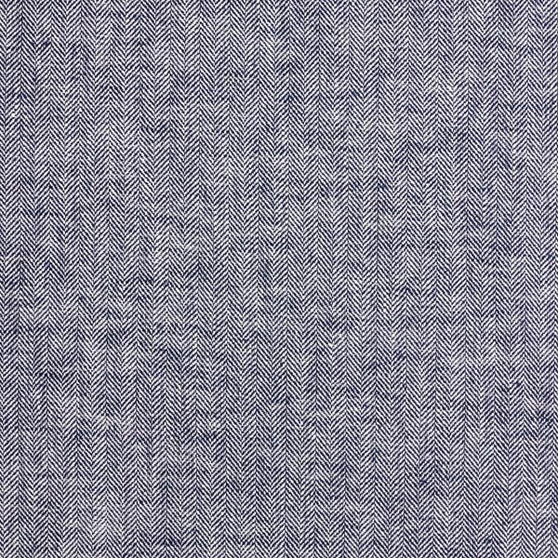 Směs lnu a bavlny se vzorem rybí kost – namornicka modr,  image number 1