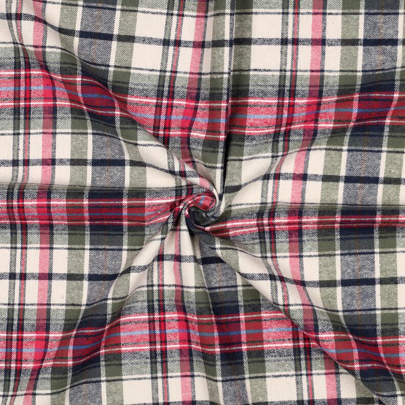 Bavlněný flanel Kostka | Poppy Fabrics – olivová/červená, image number 3
