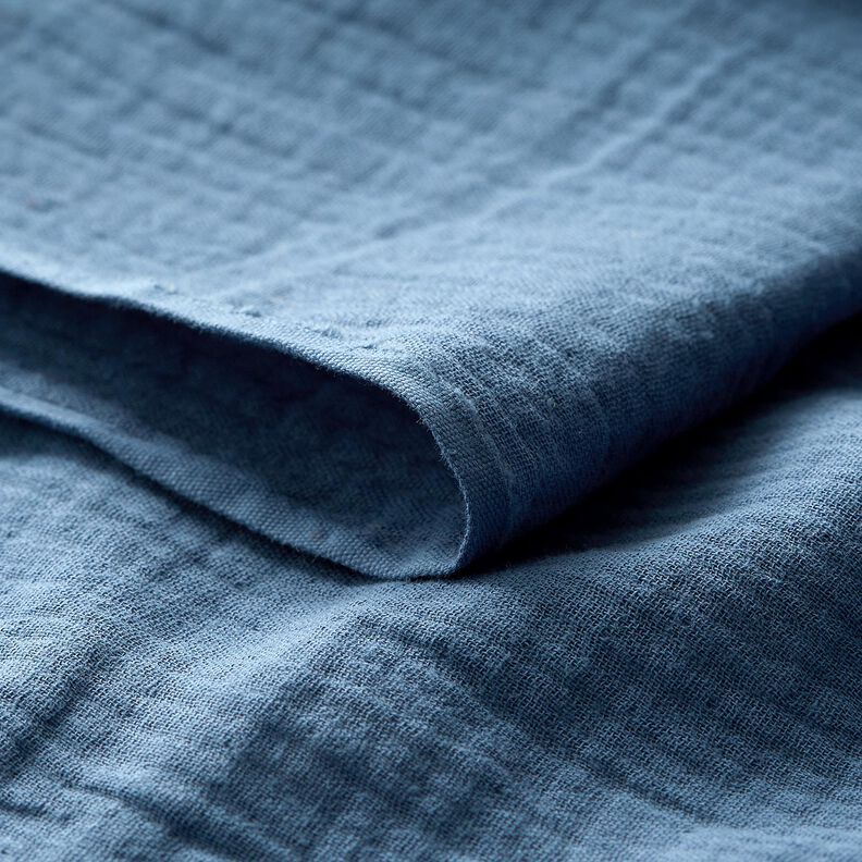 Mu&scaron;el&iacute;n / dvojit&aacute; mačkan&aacute; tkanina &ndash; dž&iacute;nově modr&aacute; | Zbytek 50cm,  image number 5