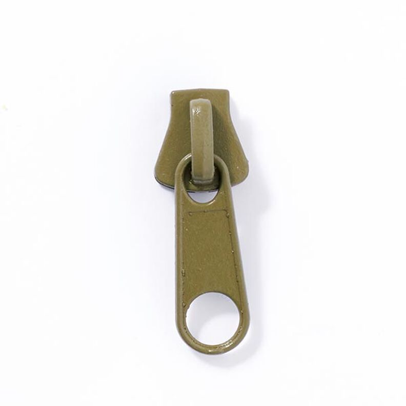 Jezdec zipu kovový (tloušťka spojeného zipu 8) - olivová,  image number 1