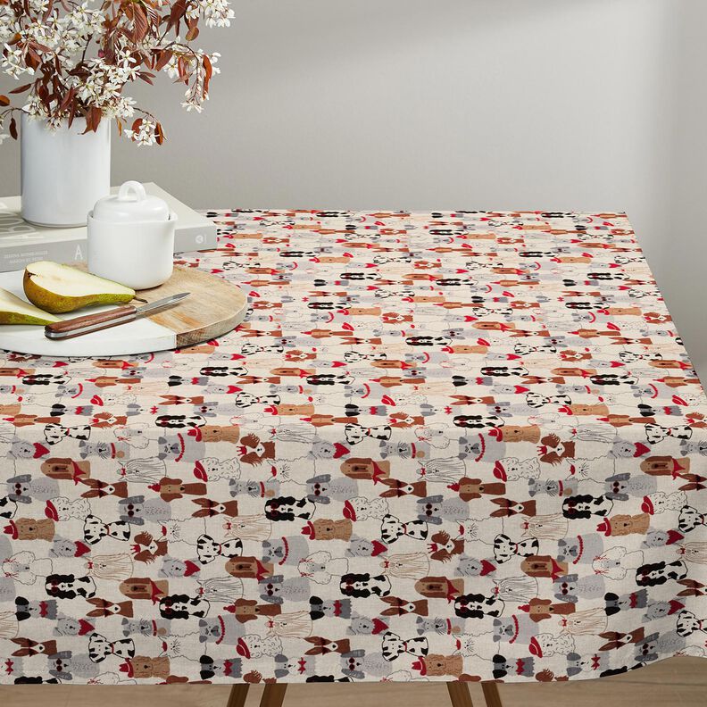 Dekorační látka Polopanama Elegantní psi – přírodni/šedá, image number 8