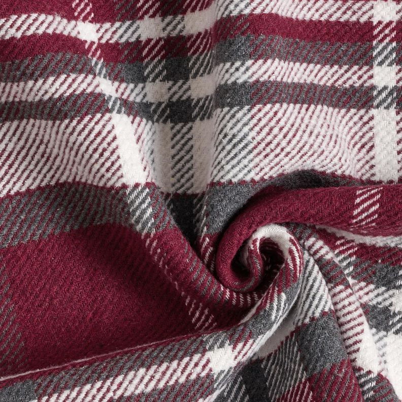 Kabátová látka s kožešinovým podkladem kostkovaná – bordó/břidlicově šedá, image number 3