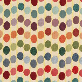 Dekorační látka Gobelín Vlnové body – světle béžová/modrá, 