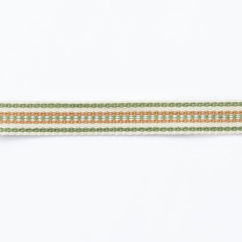 Tkaná stuha Etno [ 15 mm ] – vlněná bílá/zelená,  image number 1