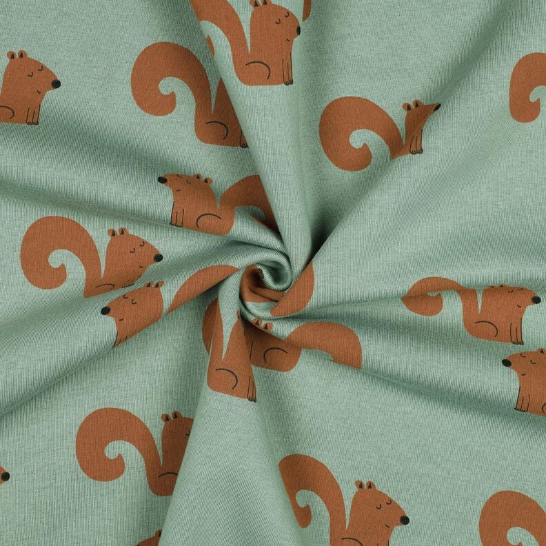 Teplákovina počesaná Veverky | Poppy Fabrics – rákosove zelená/bronzová,  image number 3