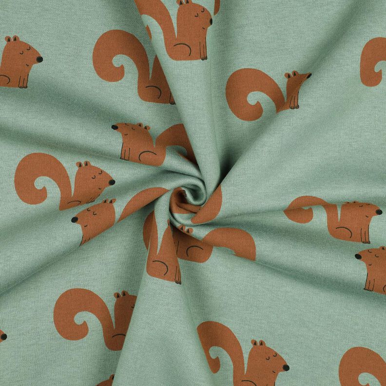 Teplákovina počesaná Veverky | Poppy Fabrics – rákosove zelená/bronzová, image number 3