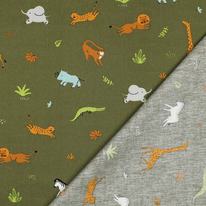GOTS Bavlněný popelín Stepní zvířata | Poppy Fabrics – tmave olivová, image number 4