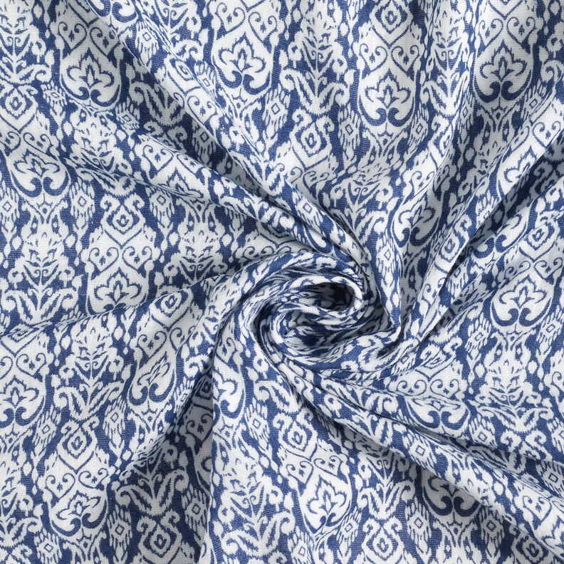 Mušelín / dvojitá mačkaná tkanina Tradiční vzor – bílá/indigová,  image number 4